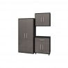 Manhattan Comfort Eiffel 3-Piece Storage Garage Set in Matte Black and Grey