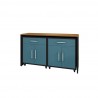 Manhattan Comfort Eiffel Garage Work Station Set of 3 in Matte Black and Aqua Blue