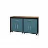 Manhattan Comfort Eiffel Garage Work Station Set of 3 in Matte Black and Aqua Blue - Manhattan Comfort Eiffel Garage Work Station Set of 3 in Matte Black and Aqua Blue