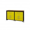 Manhattan Comfort Eiffel Garage Work Station Set of 3 in Matte Black and Yellow