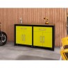 Manhattan Comfort Eiffel Garage Work Station Set of 3 in Matte Black and Yellow