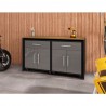 Manhattan Comfort Eiffel Garage Work Station Set of 3 in Matte Black and Grey