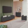Manhattan Comfort Mid-Century Modern Bogardus 3-Piece TV Stand Living Room Set with Accent Cabinet and End Table Black