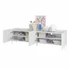 Manhattan Comfort Mid-Century Modern Bogardus 2-Piece TV Stand Living Room Set with Accent Cabinet and End Table White Open - Manhattan Comfort Mid-Century Modern Bogardus 2-Piece TV Stand Living Room Set with Accent Cabinet and End Table White Open