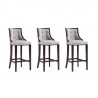 Manhattan Comfort Fifth Avenue Faux Leather Barstool in Light Grey (Set of 3)