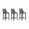 Manhattan Comfort Fifth Avenue Faux Leather Barstool in Pebble Grey (Set of 3)