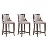 Manhattan Comfort Emperor Faux Leather Barstool in Light Grey (Set of 3)