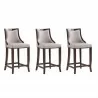 Manhattan Comfort Emperor Faux Leather Barstool in Light Grey (Set of 3) - Manhattan Comfort Emperor Faux Leather Barstool in Light Grey (Set of 3)