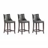 Manhattan Comfort Emperor Faux Leather Barstool in Pebble Grey (Set of 3) - Manhattan Comfort Emperor Faux Leather Barstool in Pebble Grey (Set of 3)