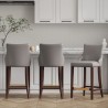 Manhattan Comfort Modern Shubert Barstool Upholstered In Dark Taupe Leatherette with Beech Wood Legs - Set of 3