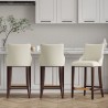 Manhattan Comfort Modern Shubert Barstool Upholstered in Ivory  Leatherette with Beech Wood Legs - Set of 3