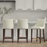 Manhattan Comfort Modern Shubert Barstool Upholstered in Ivory  Leatherette with Beech Wood Legs - Set of 3 - Manhattan Comfort Modern Shubert Barstool Upholstered in Ivory  Leatherette with Beech Wood Legs - Set of 3