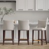 Manhattan Comfort Modern Shubert Barstool Upholstered In Light Grey Leatherette with Beech Wood Legs - Set of 3