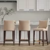 Manhattan Comfort Modern Shubert Barstool Upholstered In Tan Leatherette with Beech Wood Legs - Set of 3 - Manhattan Comfort Modern Shubert Barstool Upholstered In Tan Leatherette with Beech Wood Legs - Set of 3