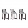 Manhattan Comfort Fifth Avenue Faux Leather Counter Stool in Light Grey (Set of 3)