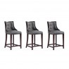 Manhattan Comfort Fifth Avenue Faux Leather Counter Stool in Pebble Grey (Set of 3)