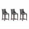 Manhattan Comfort Fifth Avenue Faux Leather Counter Stool in Pebble Grey (Set of 3) - Manhattan Comfort Fifth Avenue Faux Leather Counter Stool in Pebble Grey (Set of 3)
