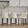 Manhattan Comfort Modern Shubert Counter Stool Upholstered In Ivory  Leatherette with Beech Wood Legs - Set of 3
