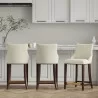 Manhattan Comfort Modern Shubert Counter Stool Upholstered In Ivory  Leatherette with Beech Wood Legs - Set of 3 - Manhattan Comfort Modern Shubert Counter Stool Upholstered In Ivory  Leatherette with Beech Wood Legs - Set of 3