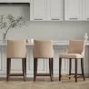 Manhattan Comfort Modern Shubert Counter Stool Upholstered In Tan Leatherette with Beech Wood Legs - Set of 3 - Manhattan Comfort Modern Shubert Counter Stool Upholstered In Tan Leatherette with Beech Wood Legs - Set of 3