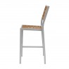 Napa Bar Side Chair - Silver Frame And Teak Seat & Back - Angled