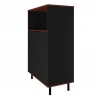 Manhattan Comfort Mosholu Accent Cabinet with 3 Shelves in Black and Nut Brown Side
