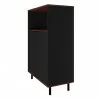 Manhattan Comfort Mosholu Accent Cabinet with 3 Shelves in Black and Nut Brown Side - Manhattan Comfort Mosholu Accent Cabinet with 3 Shelves in Black and Nut Brown Side