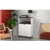 Manhattan Comfort Mosholu Accent Cabinet with 3 Shelves in White and Nut Brown