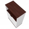 Manhattan Comfort Mosholu Accent Cabinet with 3 Shelves in White and Nut Brown Top