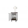 Manhattan Comfort Mosholu Nightstand with 2 Shelves in White and Nut Brown Open