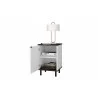 Manhattan Comfort Mosholu Nightstand with 2 Shelves in White and Nut Brown Open - Manhattan Comfort Mosholu Nightstand with 2 Shelves in White and Nut Brown Open