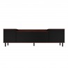 Manhattan Comfort Mosholu 66.93 TV Stand with 3 Shelves in Black and Nut Brown