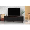 Manhattan Comfort Mosholu 66.93 TV Stand with 3 Shelves in Black and Nut Brown