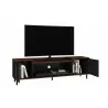 Manhattan Comfort Mosholu 66.93 TV Stand with 3 Shelves in Black and Nut Brown open - Manhattan Comfort Mosholu 66.93 TV Stand with 3 Shelves in Black and Nut Brown open