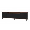 Manhattan Comfort Mosholu 66.93 TV Stand with 3 Shelves in Black and Nut Brown Front