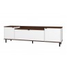 Manhattan Comfort Mosholu 66.93 TV Stand with 3 Shelves in White and Nut Brown
