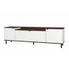Manhattan Comfort Mosholu 66.93 TV Stand with 3 Shelves in White and Nut Brown - Manhattan Comfort Mosholu 66.93 TV Stand with 3 Shelves in White and Nut Brown