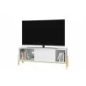 Manhattan Comfort Bowery 55.12 TV Stand with 2 Shelves in White and Oak - Manhattan Comfort Bowery 55.12 TV Stand with 2 Shelves in White and Oak
