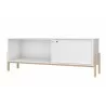 Manhattan Comfort Bowery 55.12 TV Stand with 2 Shelves in White and Oak Front - Manhattan Comfort Bowery 55.12 TV Stand with 2 Shelves in White and Oak Front