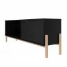 Manhattan Comfort Bowery 55.12 TV Stand with 2 Shelves in Black and Oak Side - Manhattan Comfort Bowery 55.12 TV Stand with 2 Shelves in Black and Oak Side