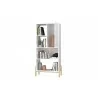 Manhattan Comfort Bowery Bookcase with 5 Shelves in White and Oak - Manhattan Comfort Bowery Bookcase with 5 Shelves in White and Oak