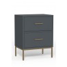 Alpine Furniture Madelyn Two Drawer Nightstand, Slate Gray - Front Side Angle
