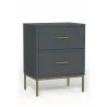 Alpine Furniture Madelyn Two Drawer Nightstand, Slate Gray - Front Side Angle - Alpine Furniture Madelyn Two Drawer Nightstand, Slate Gray - Front Side Angle