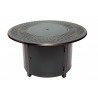 Alfresco Home Heron 42" Round Gas Fire Pit Chat Table with Clear Glass Fire Beads - Lid Closed