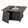 Alfresco Home Heron 42" Square Gas Fire Pit Chat Table with Clear Glass Fire Beads - Opened and Lit