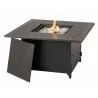 Alfresco Home Heron 42" Square Gas Fire Pit Chat Table with Clear Glass Fire Beads - Opened and Lit - Alfresco Home Heron 42" Square Gas Fire Pit Chat Table with Clear Glass Fire Beads - Opened and Lit