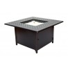 Alfresco Home Heron 42" Square Gas Fire Pit Chat Table with Clear Glass Fire Beads - Angled