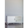 Alpine Furniture Flynn Small TV Console, White - Front Opened Angle