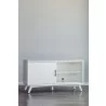 Alpine Furniture Flynn Small TV Console, White - Front Opened Angle - Alpine Furniture Flynn Small TV Console, White - Front Opened Angle