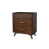 Alpine Furniture Flynn Mid Century Modern 3 Drawer Small Chest, Walnut - Front Side Angle